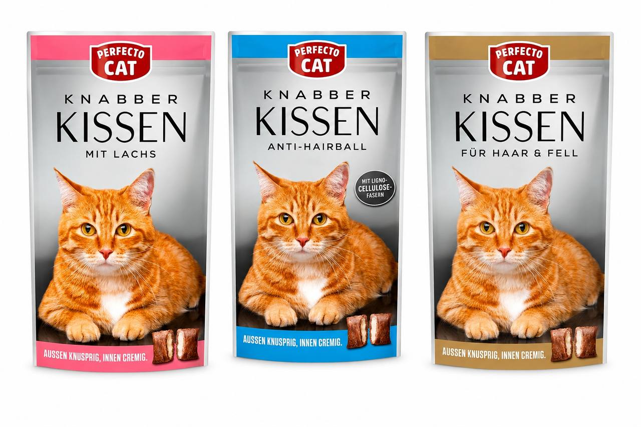 Perfecto Cat Knabber Kissen вітамінізовані подушечки для здорової шкіри та шерсті , 50г