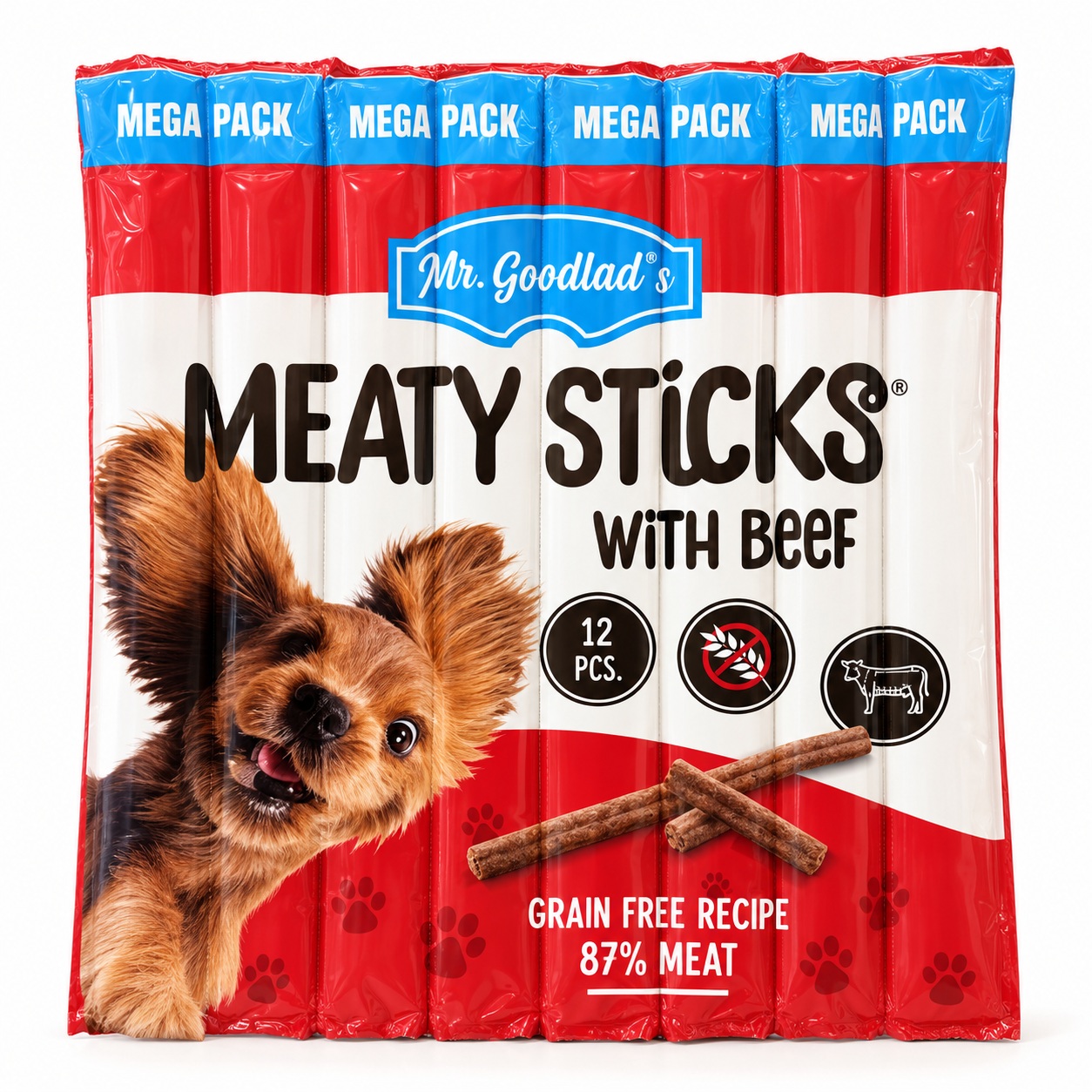 Mr. Goodlad Meaty Beef Sticks Grain Free — м’ясні палички для собак, 12шт по 11г - Зображення 3